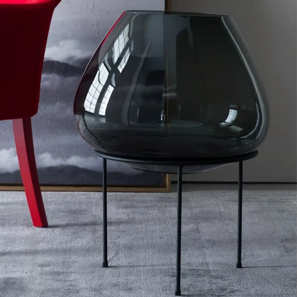 Gong Glass Vase With Metal Stand by Adriani e Rossi - Image 3